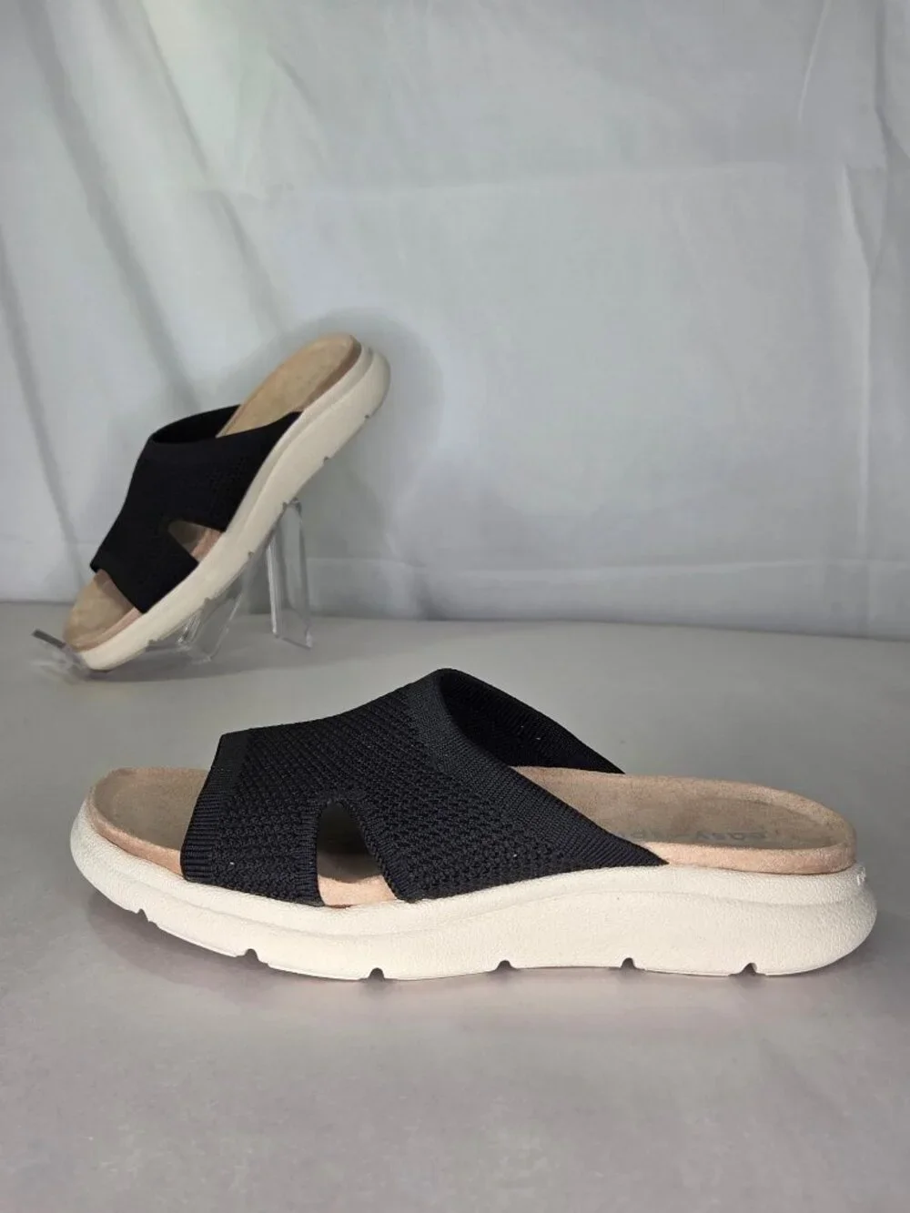Easy Spirit Amari Sporty Flat Slide Sandals - Black, Size: 7 M